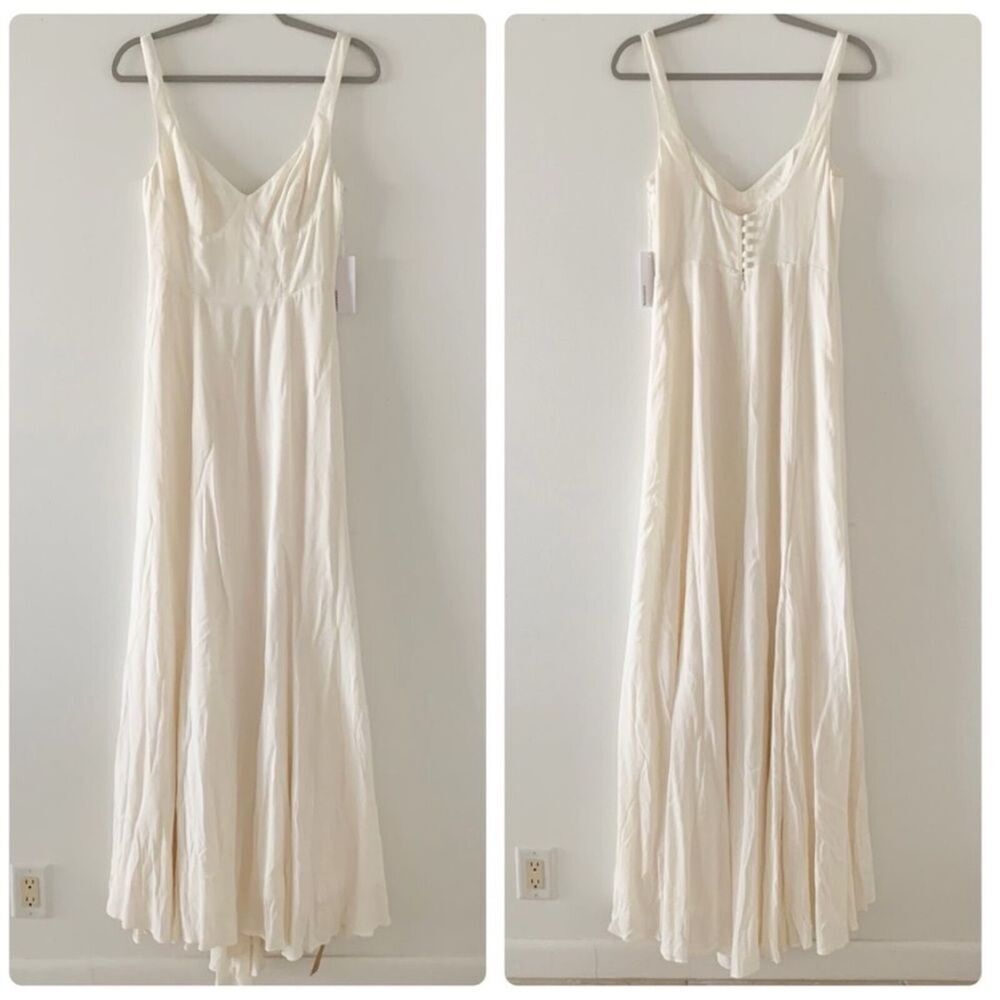 Reformation Lecce Maxi Crepe Sweetheart neckline Wedding Dress Ivory Bridal Sz 4 - Picture 4 of 14